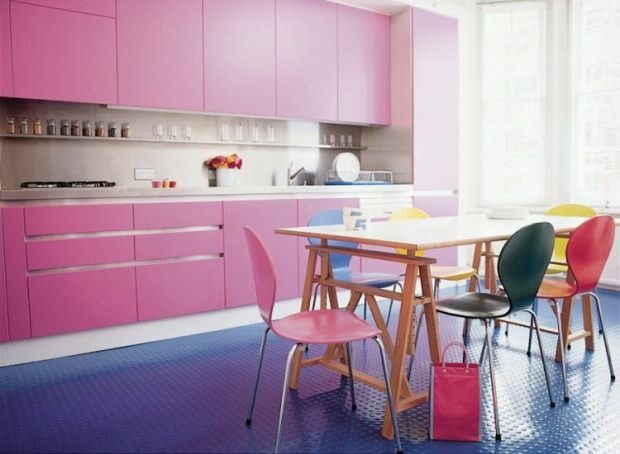 decoração azul rosa cozinha