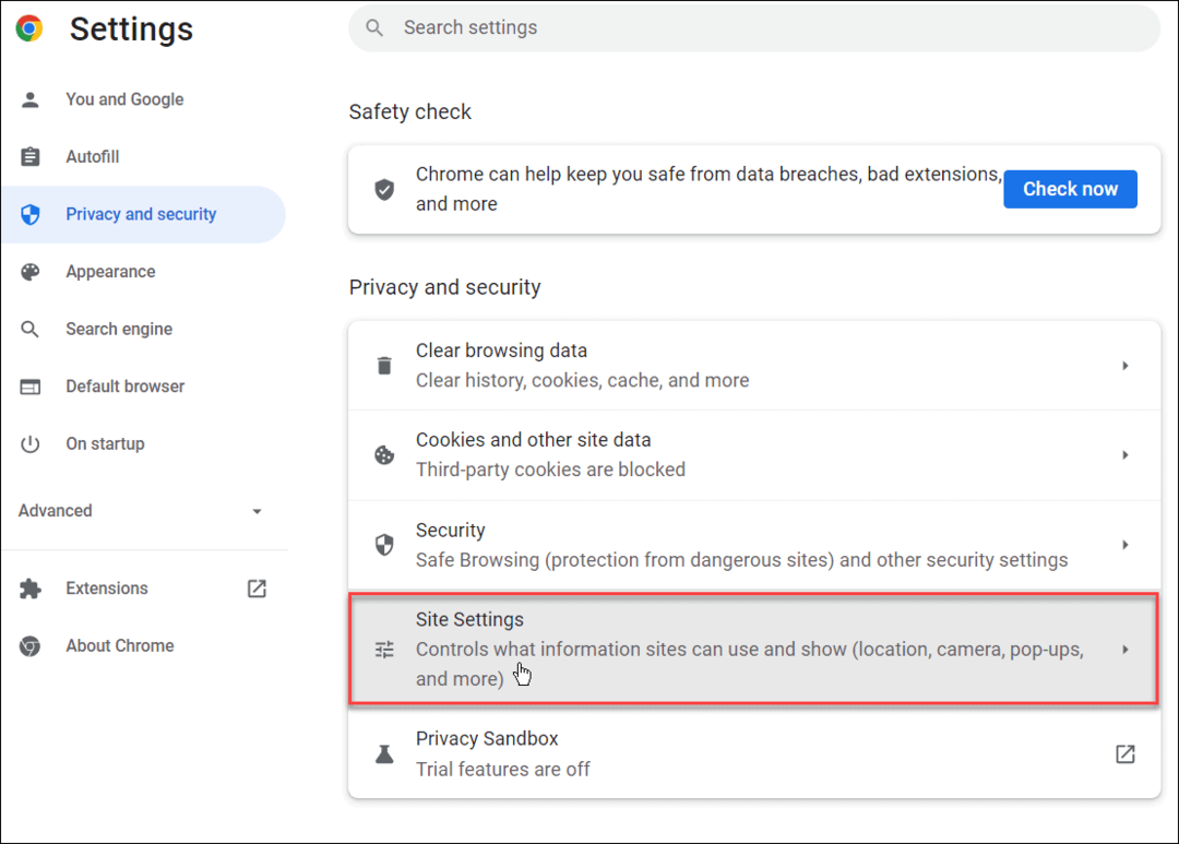 configurações do site desativam notificações no chromebook