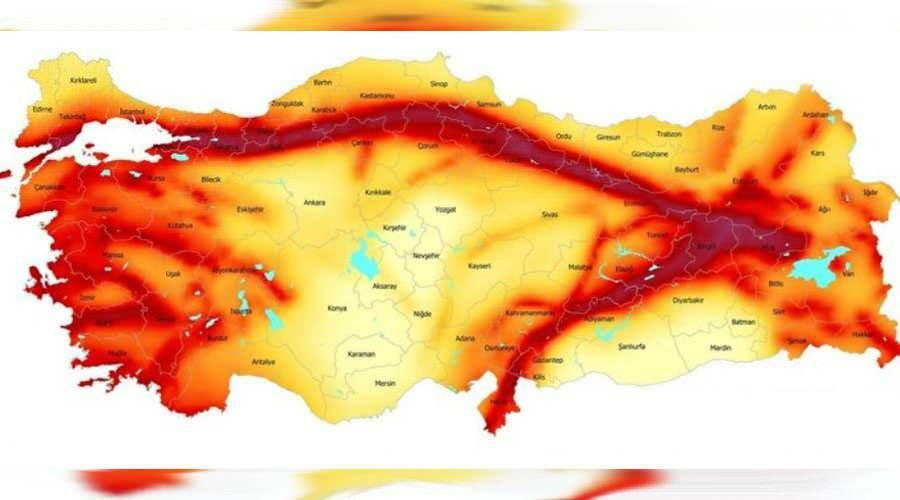 Mapa do terremoto de Türkiye