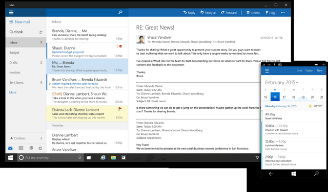 Aplicativos universais do Microsoft Office 2016 para Windows 10