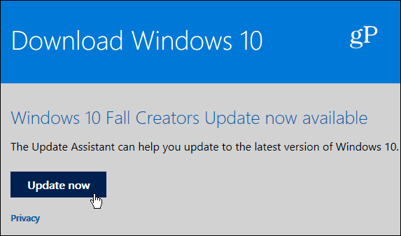 3 Página do Assistente de Atualização Windows 10
