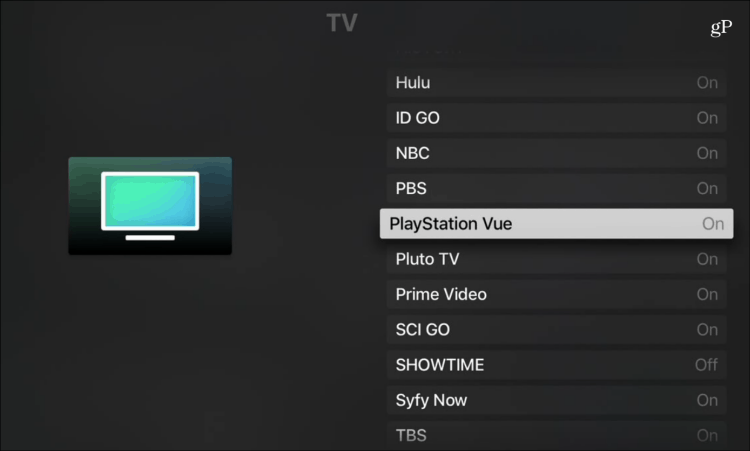 App para Apple TV PlayStation Vue