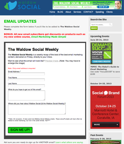 atualizações de e-mail social waldow