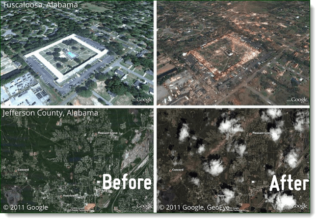 fotos antes e depois do furacão