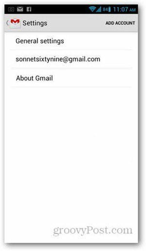 Adicionar conta do gmail para Android