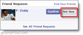Novo recurso de amigo "Agora não" do Facebook