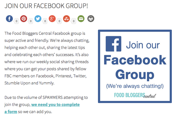 Convide os visitantes do site para ingressar no seu grupo no Facebook.