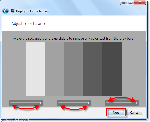 use os controles deslizantes para obter o Windows 7 em um estado cinza nuetral, isso pode ser difícil