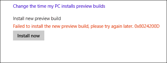 Mensagem de erro do Windows 10 Build