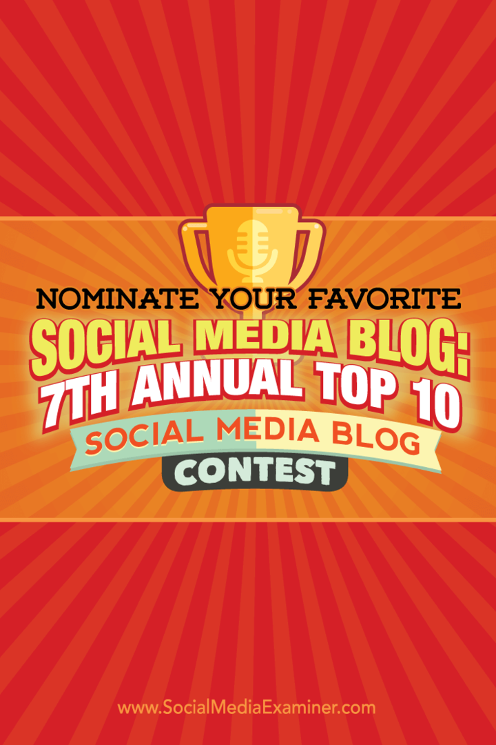Indique seu blog de mídia social favorito: sétimo concurso anual de blogs de mídia social: examinador de mídia social