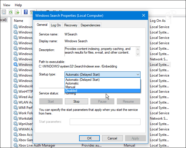 2 Desativar o Windows Search Service Windows 10
