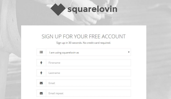 Cadastre-se para uma conta gratuita Squarelovin.