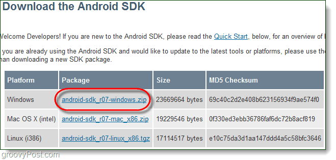 Faça o download do SDk do Android
