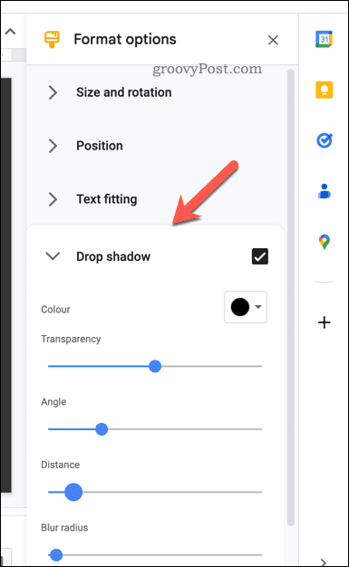 Adicionando efeitos a caixas de texto no Google Slides
