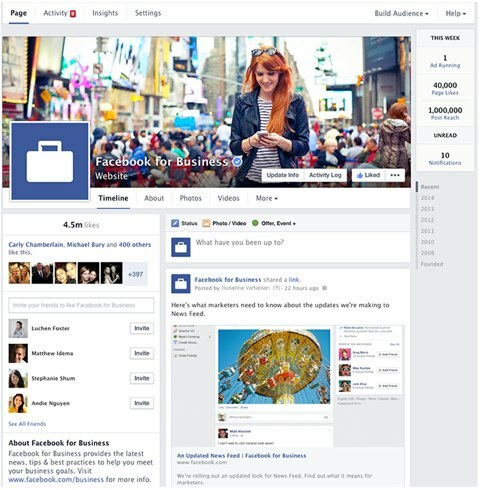 Facebook simplificado para negócios