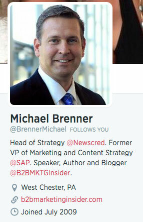biografia do perfil do twitter de michael brenner