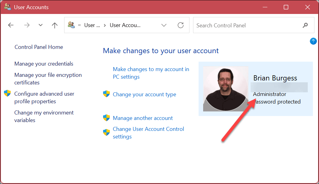 Determinar o tipo de conta de usuário no Windows 11