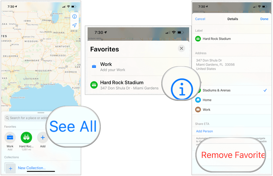 O Apple Maps remove favoritos
