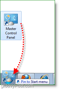Tela do Windows 7 - painel de controle principal do drag para abrir o menu