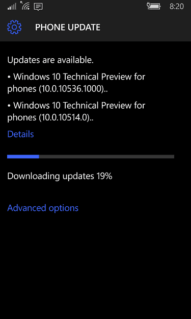 Atualizações do Windows 10 Phone