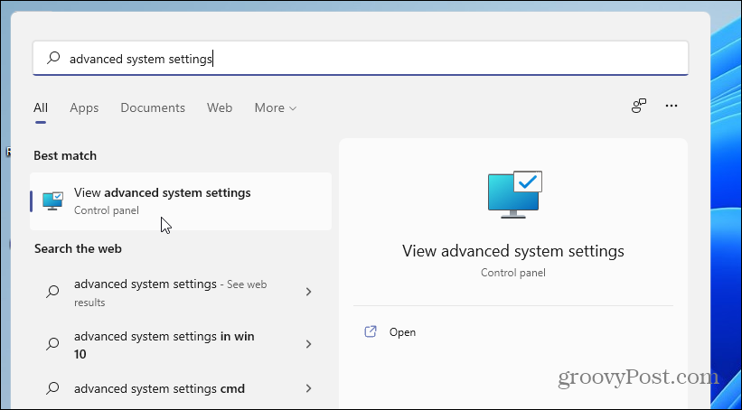 configurações avançadas do sistema Windows 11