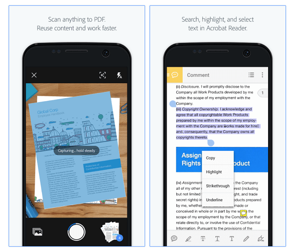 Adobe Scan é um aplicativo iOS e Android.