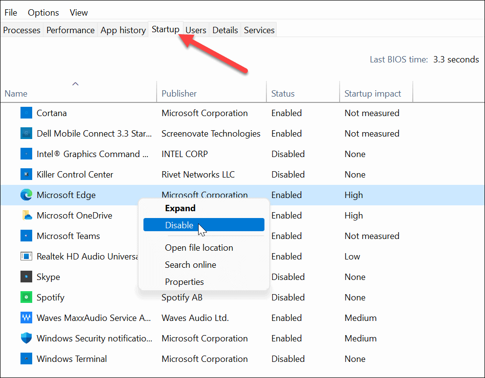 desabilitar aplicativos de inicialização do gerenciador de tarefas do Windows 11