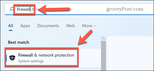 busca do windows por firewall