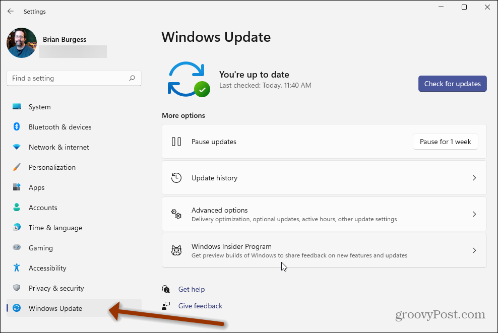 Configurações Windows 11 Windows Update