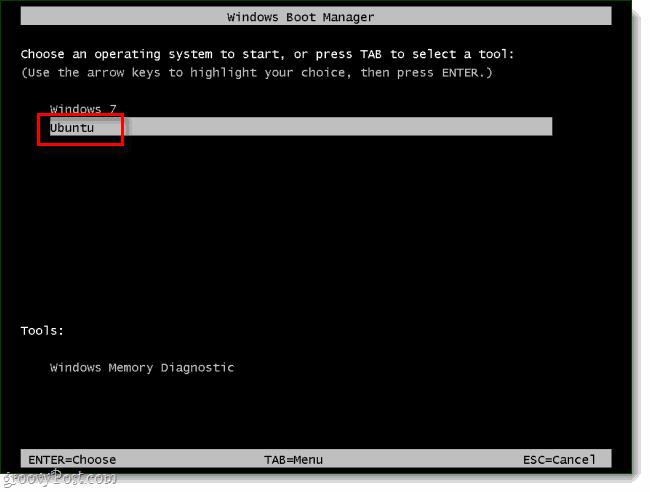 tela de inicialização dupla do windows e ubuntu