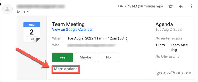 google calendário gmail mais opções