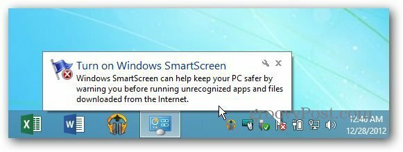 Notificação de balão SmartScreen