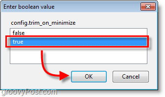 Captura de tela do Firefox - defina o valor config.trim_on_minimize como true