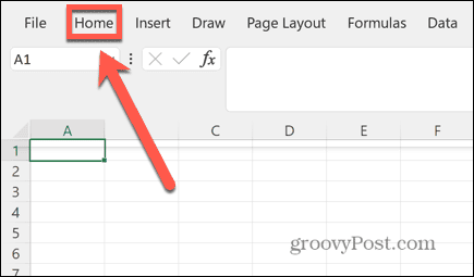 menu inicial do excel