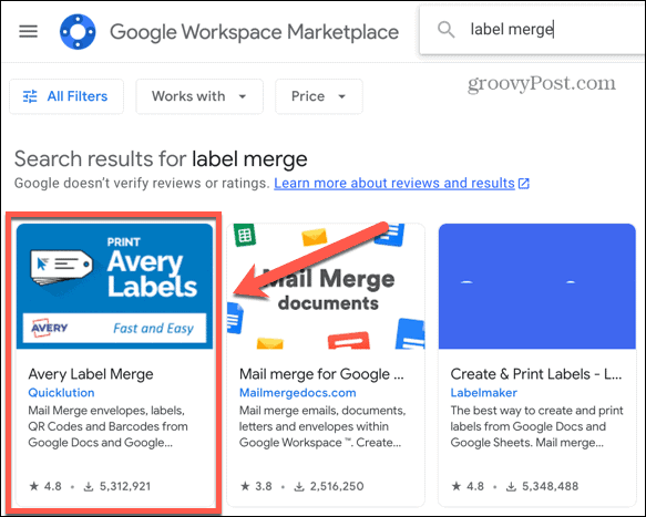 google Sheets avery label merge add on