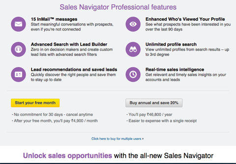 Avaliação gratuita do LinkedIn Sales Navigator