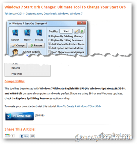Como alterar o orb do menu Iniciar no Windows 7