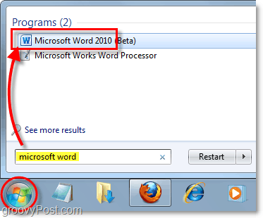 inicie o microsoft word 2010 no windows 7