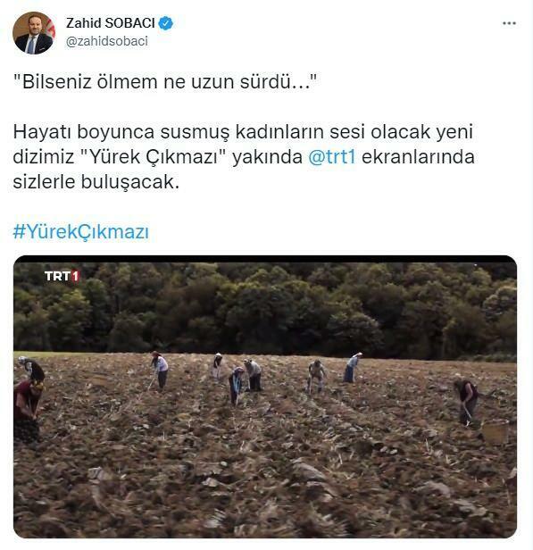 O gerente geral do TRT, Zahid Sobacı, compartilhou em sua conta de mídia social