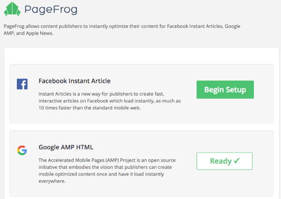 configurações do plugin pagefrog