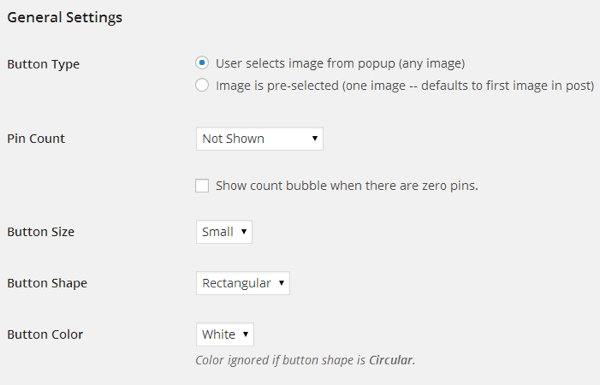 O botão Pinterest Pin It oferece uma ampla gama de opções de personalização.