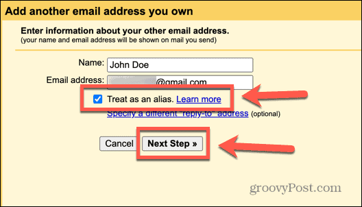 próximo passo do gmail