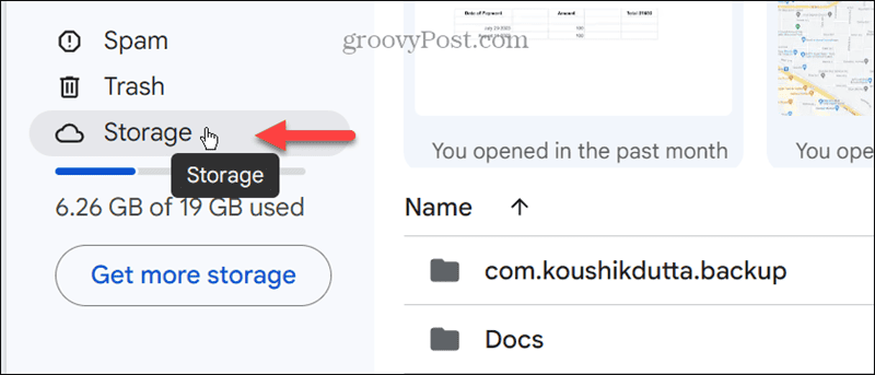 opção de armazenamento Google Drive