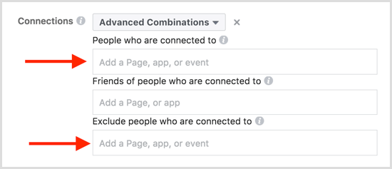 Combinações avançadas de eventos de segmentação de anúncios do Facebook