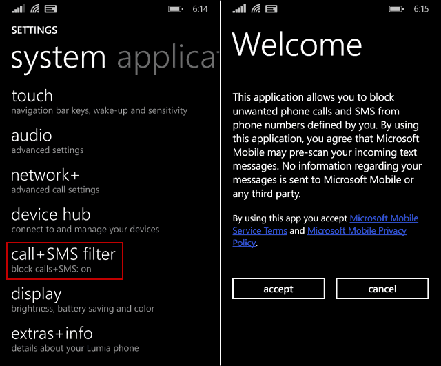 Bloquear chamadas e SMS indesejados no Windows Phone 8.1