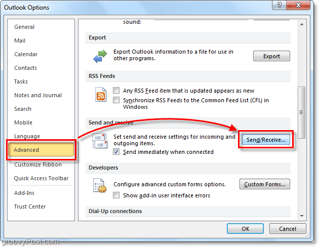 Como agendar o envio / recebimento automático no Outlook 2010