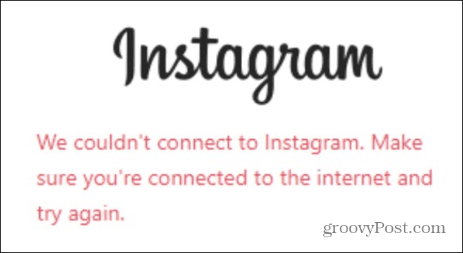 não foi possível conectar-se ao Instagram