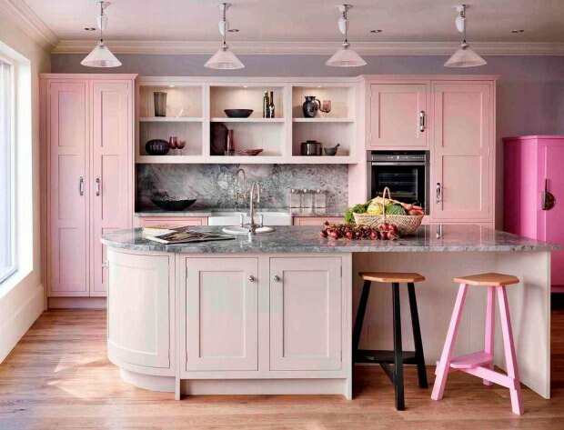 decoração da cozinha rosa