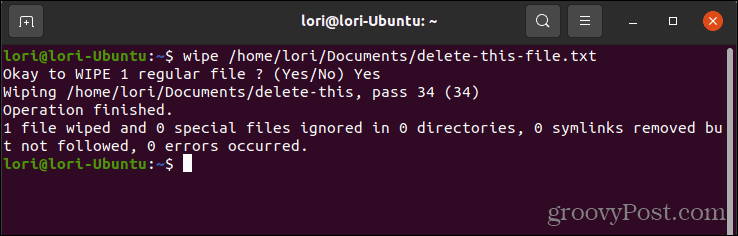 Excluir um arquivo com segurança usando a limpeza no Linux