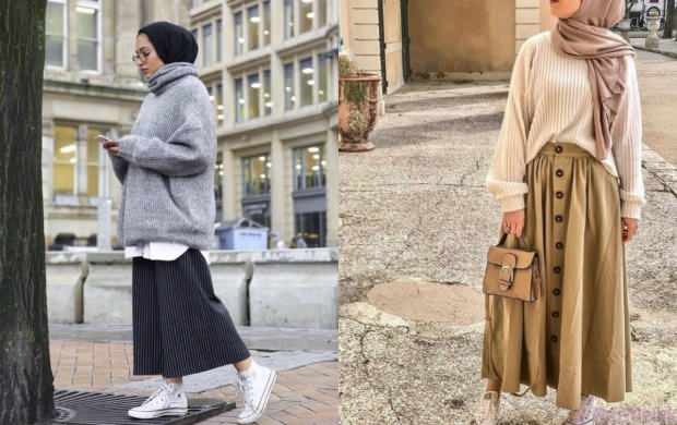 Combinações de camisola de saia hijab instagram
